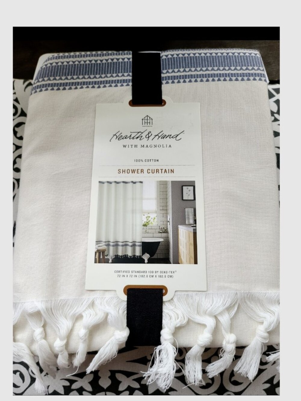 Hearth & Hand Stitch Knotted Fringe Shower Curtain